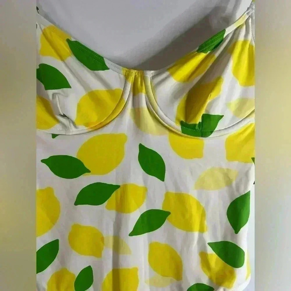 NWT Kate Spade Women’s Ivory Lemon One-Piece Swimsuit - Size Large - Picture 2 of 6